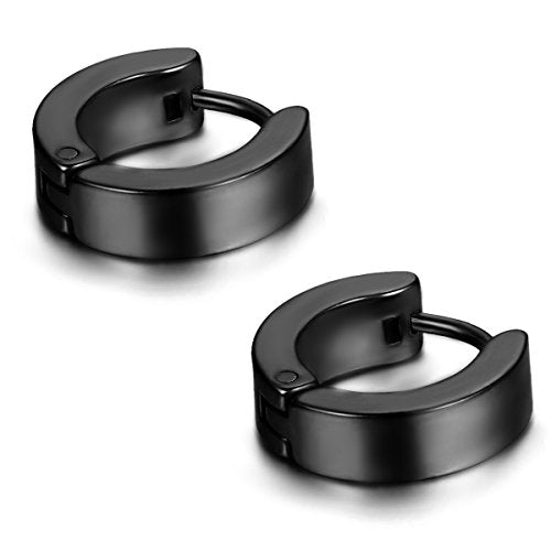 Aroncent Stainless Steel Hoop Earrings: 3-8 Pairs Men Small Hoop Huggie Hinged Earrings Set for Men Women 4mm Valentine Day Gifts - color: B-3PCS-Black+Blue+Gold