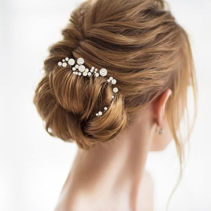 12Pcs Bridal Pearl Hair Clip, Wedding Hair Accessories for Party, Various Styles Handmade Pearl Decorations Supplies, Wedding Pins for Bridesmaid Bride