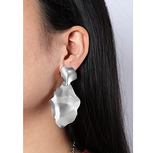 Women's Statement Clip-On Earrings Hypoallergenic Lightweight Clip Earrings - color: silver leaf