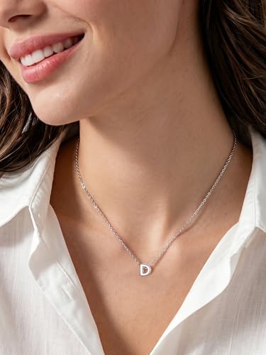 ChicSilver 925 Sterling Silver Initial Necklace for Women Dainty Letter Jewelry Personalized Gift - style: 04.D