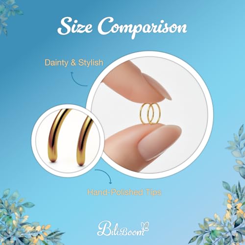 14K Gold Filled Ear Cuff – Tiny Non-Piercing Helix Hoop – Dainty Double Ear Wrap for Women – Hypoallergenic Cartilage Cuff