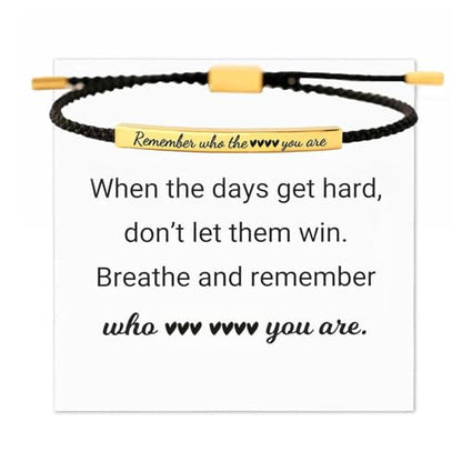 Frodete Dont Let The Hard Days Win Bracelet Inspirational Gifts for Women Adjustable Braided Tube Bracelet Gifts for Friends - color: A2:black gold