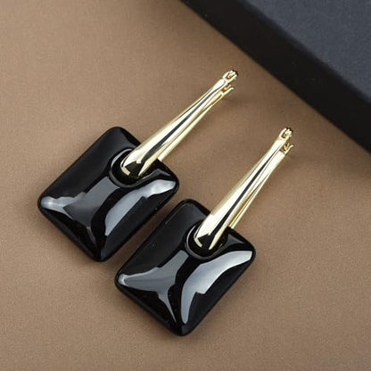Multicolor Acrylic Dangle Hoop Earrings for Women, 2-Way Detachable Geometric Statement Earrings, Lightweight Fashion Jewelry Gifts - color: Black