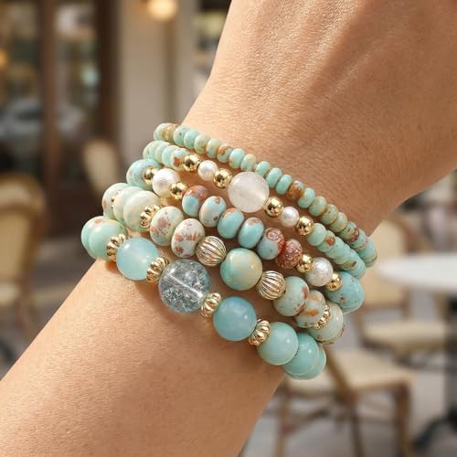 Boho Wooden Beads Bracelets Bohemian Bracelet Stack for Men Women Wood Beaded Bracelet Set - color: K