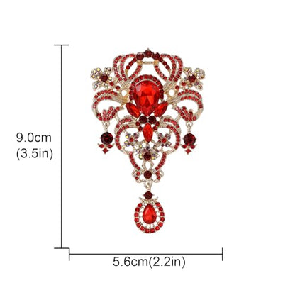 YOQUCOL Retro Austrian Crystal Big Brooch Pin for Women Large Flower Shape Brooches Lapel Pins for Sweater,Coat Dress Accessories - color: A-Red