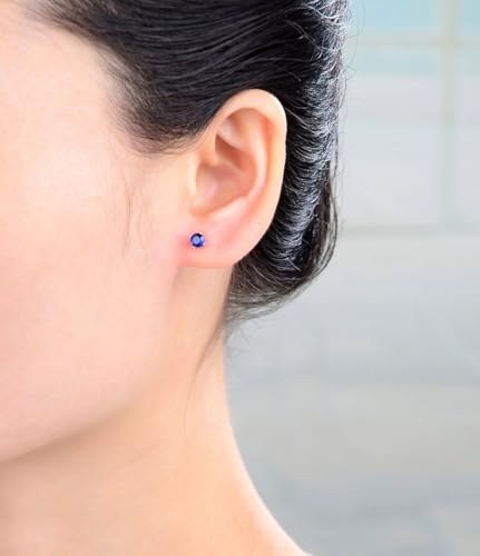 1 Pair Adabele Authentic Sterling Silver Birthstone Stud Earrings 4mm/0.25 Carat Tiny Cubic Zirconia Imitation Diamond Gemstone Hypoallergenic Nickel Free Tarnish Resistant Women Men Jewelry - color: September