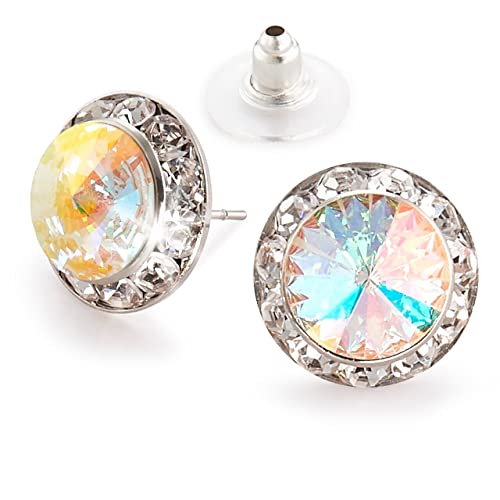 Star Light Crystal Rhinestone Clip On Earrings for Dance, Pageant, Prom | Elegant sparkling jewelry, European quality crystals for ballroom, skating, figure competition, and special events - color: 15mm Crystal Clear Clip On