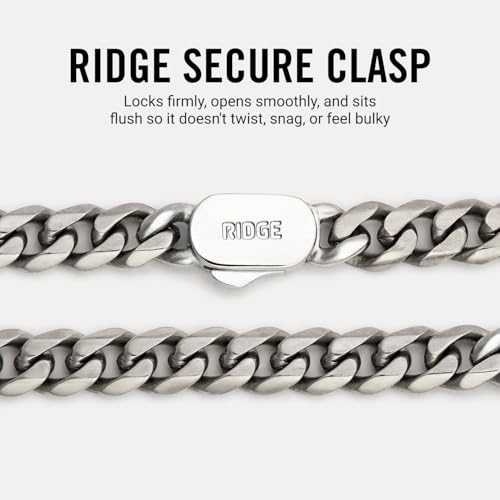 RIDGE 5mm Curb Chain for Men, Rugged and Durable Men’s Chain Necklace with Secure Clasp - color: Titanium (20")