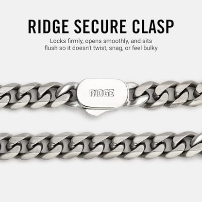 RIDGE 5mm Curb Chain for Men, Rugged and Durable Men’s Chain Necklace with Secure Clasp - color: Titanium (20")