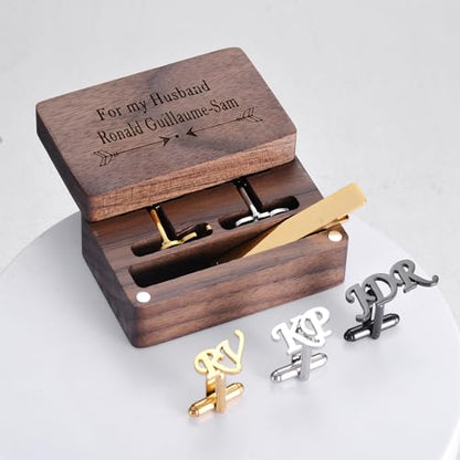 Personalized Initial Name Cufflinks for Men, Custom Stainless Steel Monogrammed Cuff links Wedding Groomsman Gift