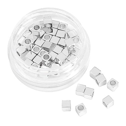 Silver Plated Cube Spacer Beads Right Angle 3x3mm 50pcs for Jewelry Making Findings Non Tarnish - color: Silver, size: 3x3mm Right Angle Cube