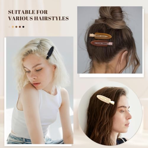 10 Pcs Creaseless No Crease No Bend Flat Hair Clips For Styling Non Slip Makeup Clips For Women Salon Hairstyle,Matte Black Brown Beige - color: Matte Black Brown Beige