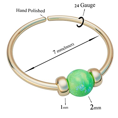 Jolliz Opal Nose Rings Hoops – 24 Gauge Classic Design, Elegant Nose Rings for Women & hypoallergenic Nose Piercings Jewelry Perfect for Any Occasion with Comfortable Fit - color: Green Opal Gold