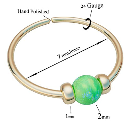 Jolliz Opal Nose Rings Hoops – 24 Gauge Classic Design, Elegant Nose Rings for Women & hypoallergenic Nose Piercings Jewelry Perfect for Any Occasion with Comfortable Fit - color: Green Opal Gold