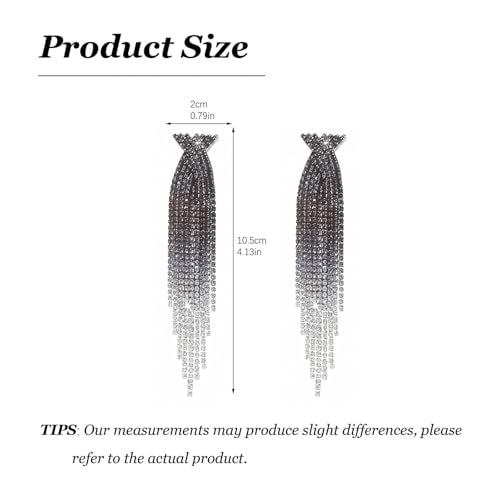 Rhinestone Earrings Prom Earrings for Women Sparkly Long Tassel Chandelier Drop Statement Earring Jewerly Gifts Wedding Party Prom Dresses Accessories - color: B5:black&silver