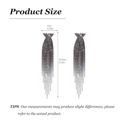 Rhinestone Earrings Prom Earrings for Women Sparkly Long Tassel Chandelier Drop Statement Earring Jewerly Gifts Wedding Party Prom Dresses Accessories - color: B5:black&silver