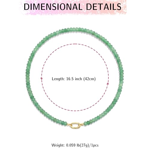 CONRAN KREMIX Colorful Stone Beaded Necklace for Women,Natural Gemstone Bead Choker Necklaces Boho Summer Beach Layering Necklace Jewelry Gift for Women - color: Green