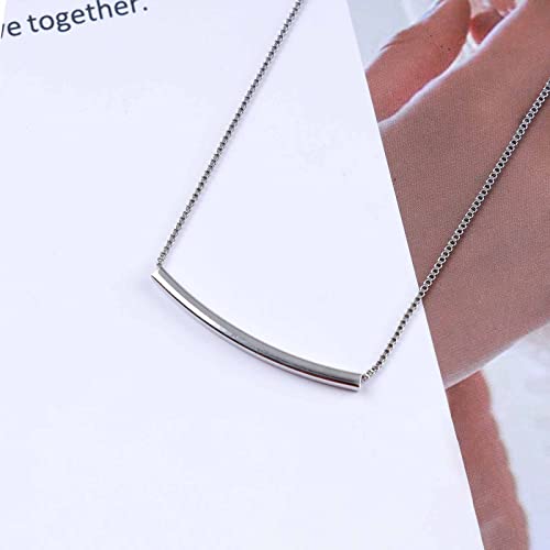 Boho Bent Bar Pendant Necklace Tube Bar Necklace Silver Round Tube Necklace Curved Bar Necklace Minimalist Choker Necklace Jewelry for Women