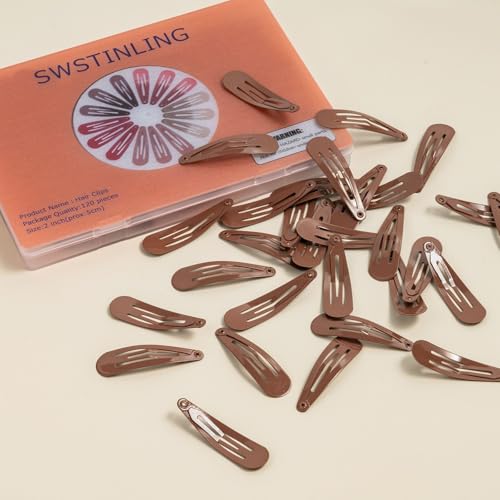 120 Pack Black 2 Inch Barrettes Women Metal Snap Hair Clips Accessories | Non - Slip Hairpins Barrettes for Kids Girls Teens - color: Brown