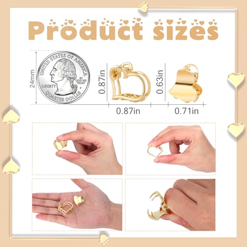 CWJCYTNSN 12PCS Mini Heart hair Claw Clips, Gold Small Metal Hair Clips, Cute Tiny Hair Clips for Thin Thick Hair, Little Love Hair Jaw Clamps for Women Girls Teens Hair Accessories - color: Gold heart