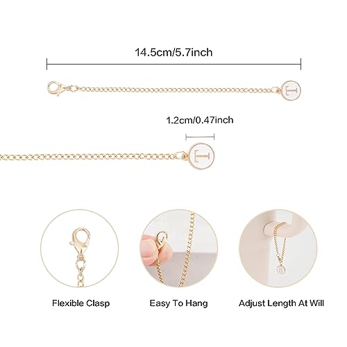 Letter Charm Accessories For Stanley Cup,Gold Initial Chain Water Bottle Name Id Charms for Tumbler,Yeti, Simple Modern Cups Handle - color: T