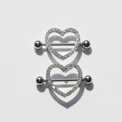 BSJ4U Nipple Piercing Jewelry 14G Stainless Steel Nipple Rings for Women Heart Butterfly Flower Bow Nipple Barbells - color: Silver CZ Nipple Piercing Jewelry