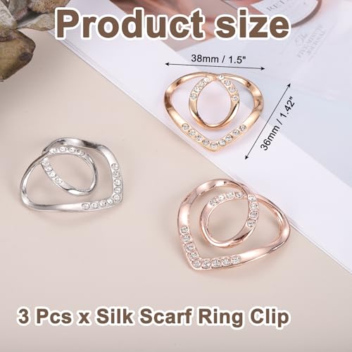 PATIKIL Silk Scarf Ring Clip, Heart T-shirt Tie Clips Scarves Pin Shawl Slide Buckles Fashion Metal Clothing Ring Wrap Holder for Women Jewelry Accessories Gift - color: Gold Tone