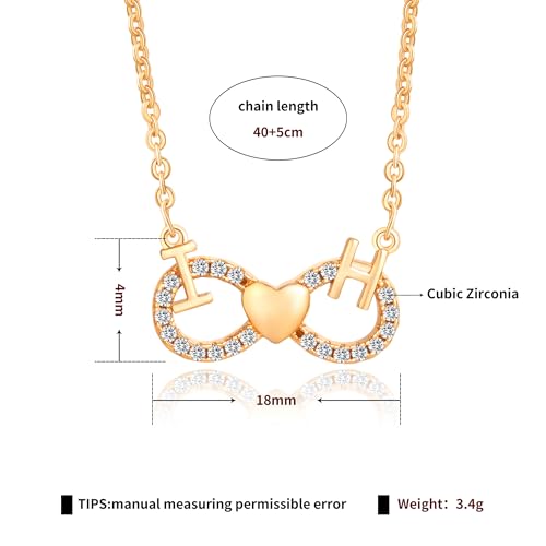 Gold Plated Pendant Necklaces for Women Cubic Zirconia Accent 18 Inch Adjustable Chain Hypoallergenic Gift for Wife Mom Birthday Valentines Day - style: Infinity letters