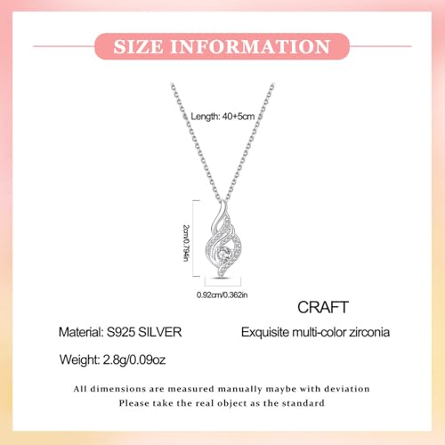 925 Sterling Silver Dainty Necklaces for Women Pendant Jewelry Gift for Her | Hypoallergenic Ocean Animal Love Cherry Blossom Jewelry, Ideal Valentine Birthday Christmas Graduation Gift for Wife Mom - color: Swirl Diamond Accent