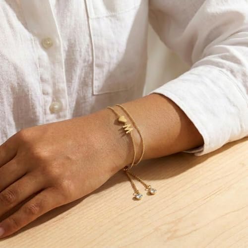 Gold Plated Layered Initial Charm Bracelet for Women - Personalized A-Z Letter Jewelry with Satellite Chain, Adjustable Bracelet Gift for Her, Everyday Wear - color: Gold-M