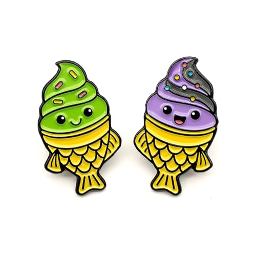 Enamel Pin Set (2 Pins Per Set) for Backpack, Bag, Lapel, Noodles, Food, Kawaii Button Collector - style: Taiyaki