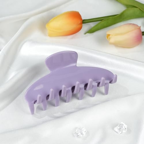 MAORULU Cute Claw Clip for Women – 4.3'' Large Acetate Hair Clips for Thick Thin Curly Long Hair, Durable Hair Clamps Non-slip Jaw Clip, Strong Hold, Stylish French Design (Pastel Purple) - color: Pastel Purple