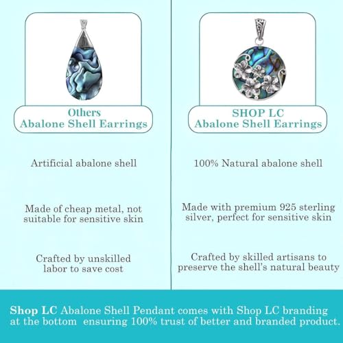 Shop LC 925 Sterling Silver Boho Abalone Shell Pendant | Teardrop Shape, Coastal, Beach Jewelry - color: Abalone # 06