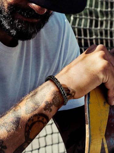 FaithHeart Mens Stainless Steel Cuban Link Bracelet, Tarnish Resistant | 6/8/12/17mm Silver/Black/Gold Sturdy Hip Hop Wrist Chain Bracelets Daily Wear with Gift Box, 7.5"/8.3"/9.1" Length - color: Black-8mm Width, size: Length 7.5 Inches