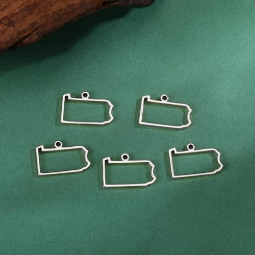 kkjoy 5Pcs Hollow Continents Maps of USA Pendant Charms for Jewelry Making and Crafting, Stainless Steel Mini Charm Craft Supplies Accessories for DIY Bracelet Necklace Earrings - color: Hollow Pennsylvania Map - Silver
