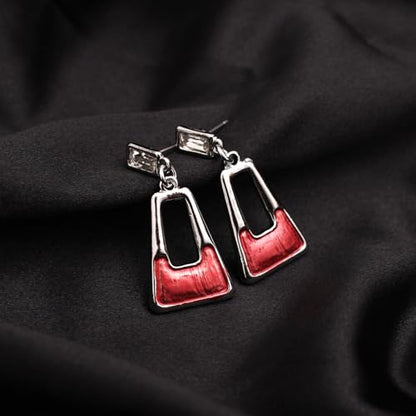 SFE Irregular Enamel Triangle Shape shell Collar Bib Bohemian Boho Statement Necklace Earrings Fashion Costume Jewelry Set for Women - color: Siam-Platinum Plated