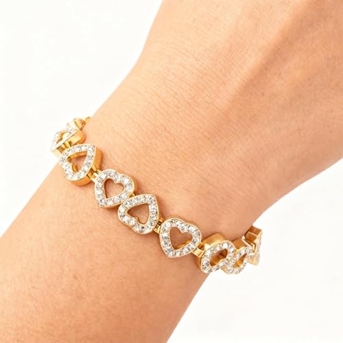 Dainty Bracelet Chain Bracelet Minimalist Jewelry Layering Heart Bracelets Valentines Day Bracelets Gift for Her - color: A3:rhinestone bracelet