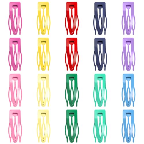 20 Pcs Snap Hair Clips for Women Snap Hair Barrettes Double Grip Hair Clips 3 Prong Clips for Hair Barrettes for Women Girls (Colorful) - color: Colorful