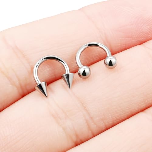 F136 Titanium 20/18/16/14/12/8/4/2g Septum Nose Rings Gauge Earrings Lip Rings Prince Albert Jewelry Internally Threaded Horseshoe Hoop Piercings - size: 18g*06mm