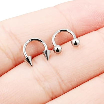 F136 Titanium 20/18/16/14/12/8/4/2g Septum Nose Rings Gauge Earrings Lip Rings Prince Albert Jewelry Internally Threaded Horseshoe Hoop Piercings - size: 18g*06mm