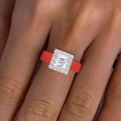 Moissanite Silicone Ring for Women, Promise Ring 925 Sterling Silver, Soft - color: Red