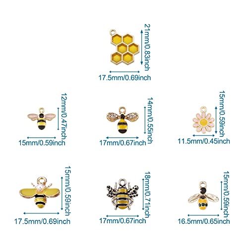 KISSITTY 28pcs/box Enamel Bee Charm Pendants Daisy Flower Dangle Charm for Earrings Necklace Bracelet Jewelry Making and Crafting
