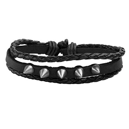 Leather Braided Bracelet Cuff Wrap Wristband for Men Women Adjustable - color: C:6pcs