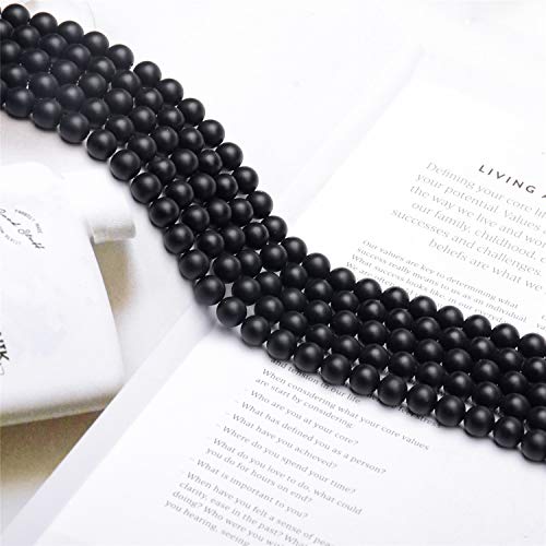 NCB Black Matte Onyx Beads 200pcs 4mm Round Gemstone Beads Spacer Charm Beads Natural Stone Loose Beads for Bracelet Necklace Jewelry Making 4mm 6mm 8mm 10mm (Matte Black Onyx, 4mm 200Beads) - color: Matte Black Onyx, size: 4mm 200Beads