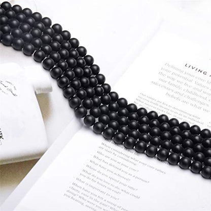 NCB Black Matte Onyx Beads 200pcs 4mm Round Gemstone Beads Spacer Charm Beads Natural Stone Loose Beads for Bracelet Necklace Jewelry Making 4mm 6mm 8mm 10mm (Matte Black Onyx, 4mm 200Beads) - color: Matte Black Onyx, size: 4mm 200Beads