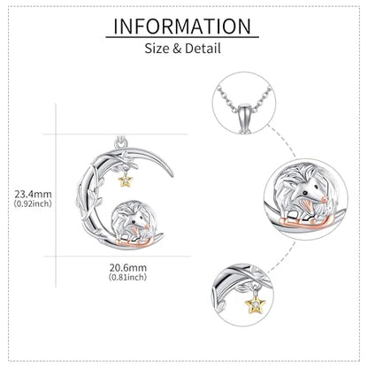 YAFEINI Moon Animal Necklace S925 Sterling Silver Owl/Fox/Red Panda/Possum/Snake/Dachshund Pendant Necklace Animal Jewelry Gifts for Women Mom Wife - style: POSSUM