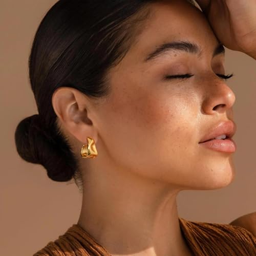 6 Pairs Gold Dangle Earrings for Women, 14K Gold Plated Earrings Geometric Knot Drop Huggie Earrings Trendy Jewelry Gifts - color: A Gold
