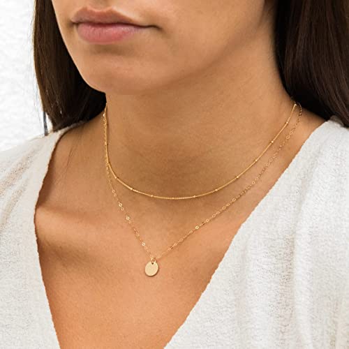 CHESKY 14K Gold Plated Silver Dainty Satellite Choker Necklace for Women | Layered Beaded Chain Necklace, Thin Choker Jewelry, Dainty Gold necklace, Minimalist Trendy Jewelry, Daily Gift for Women - style: Layered Satellite Coin-Gold