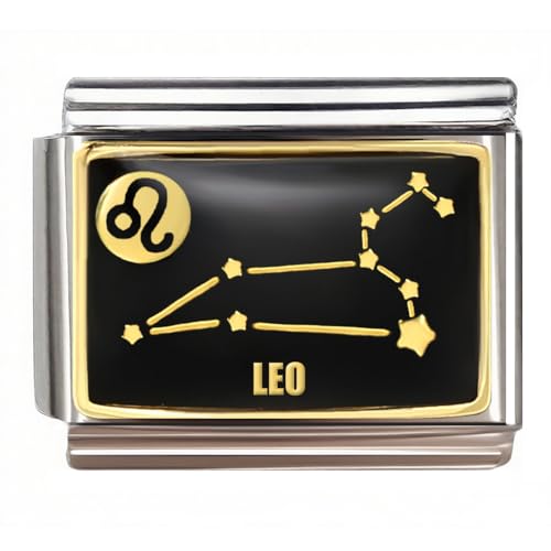 Italian Charm Bracelet Link, 12 Zodiac Constellation, 9mm, Sign Charm - color: Leo (7.23 ~ 8.22)