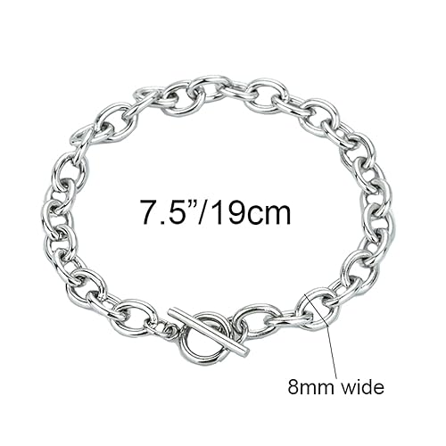 kelistom 925 Sterling Silver Bracelets for Women Teens, Love Heart Charm Chain Bracelet Bangle Fashion Jewelry Gifts - color: link braclet-OT